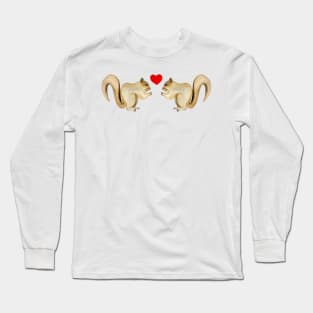 Squirrel Watercolor Lovers Long Sleeve T-Shirt